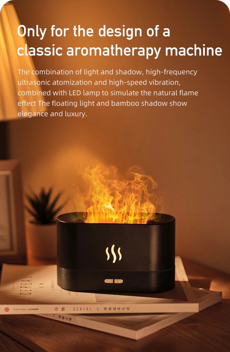 Vissko Aroma Diffuser Air Humidifier Ultrasonic Cool Mist Maker Fogger Led Essential Oil Flame Lamp Difusor