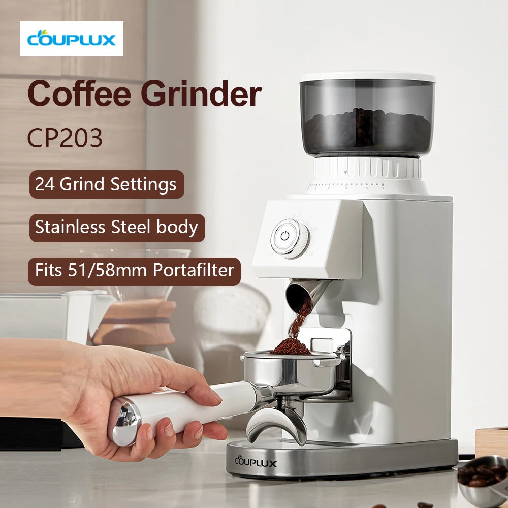 Couplux Coffee Grinder, Coffee Bean Grinder for Home Use with Precise Grinding, Detachable Funnel Stand, Anti-static Design, 24