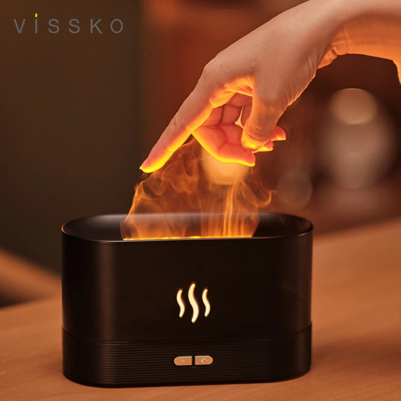 Vissko Aroma Diffuser Air Humidifier Ultrasonic Cool Mist Maker Fogger Led Essential Oil Flame Lamp Difusor