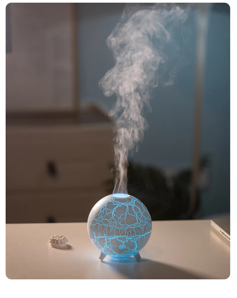 New Creative Ultrasonic Planet Aromatherapy Air Humidifier 200ML USB Spray Fragrance Essential Oil Diffuser Colorful Crack Flame