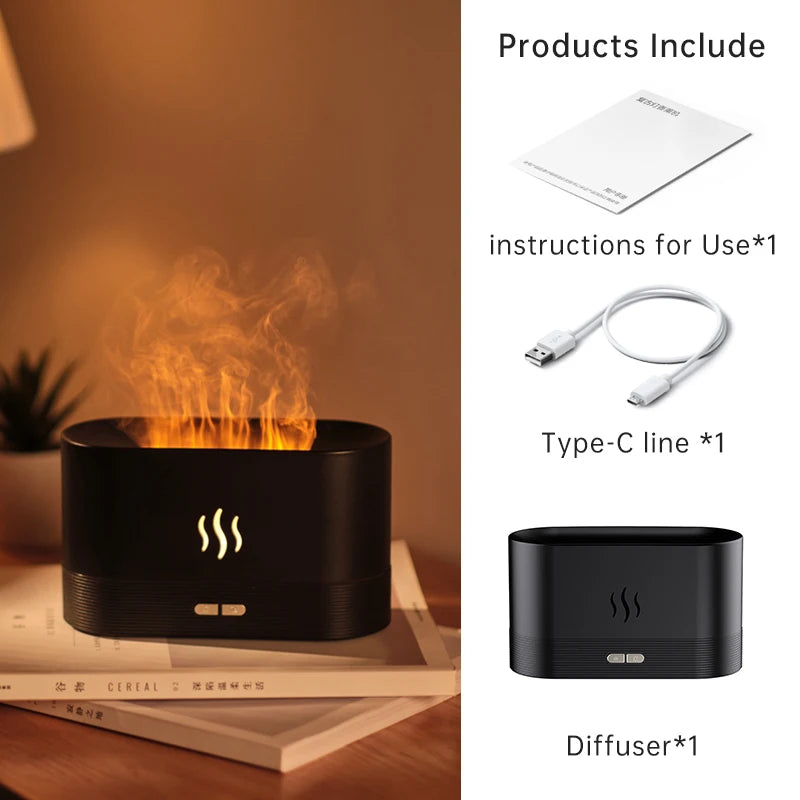 Vissko Aroma Diffuser Air Humidifier Ultrasonic Cool Mist Maker Fogger Led Essential Oil Flame Lamp Difusor