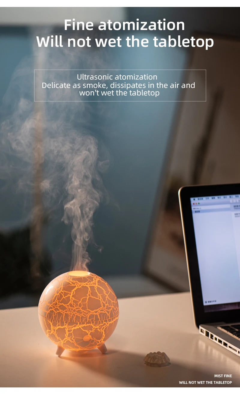 New Creative Ultrasonic Planet Aromatherapy Air Humidifier 200ML USB Spray Fragrance Essential Oil Diffuser Colorful Crack Flame